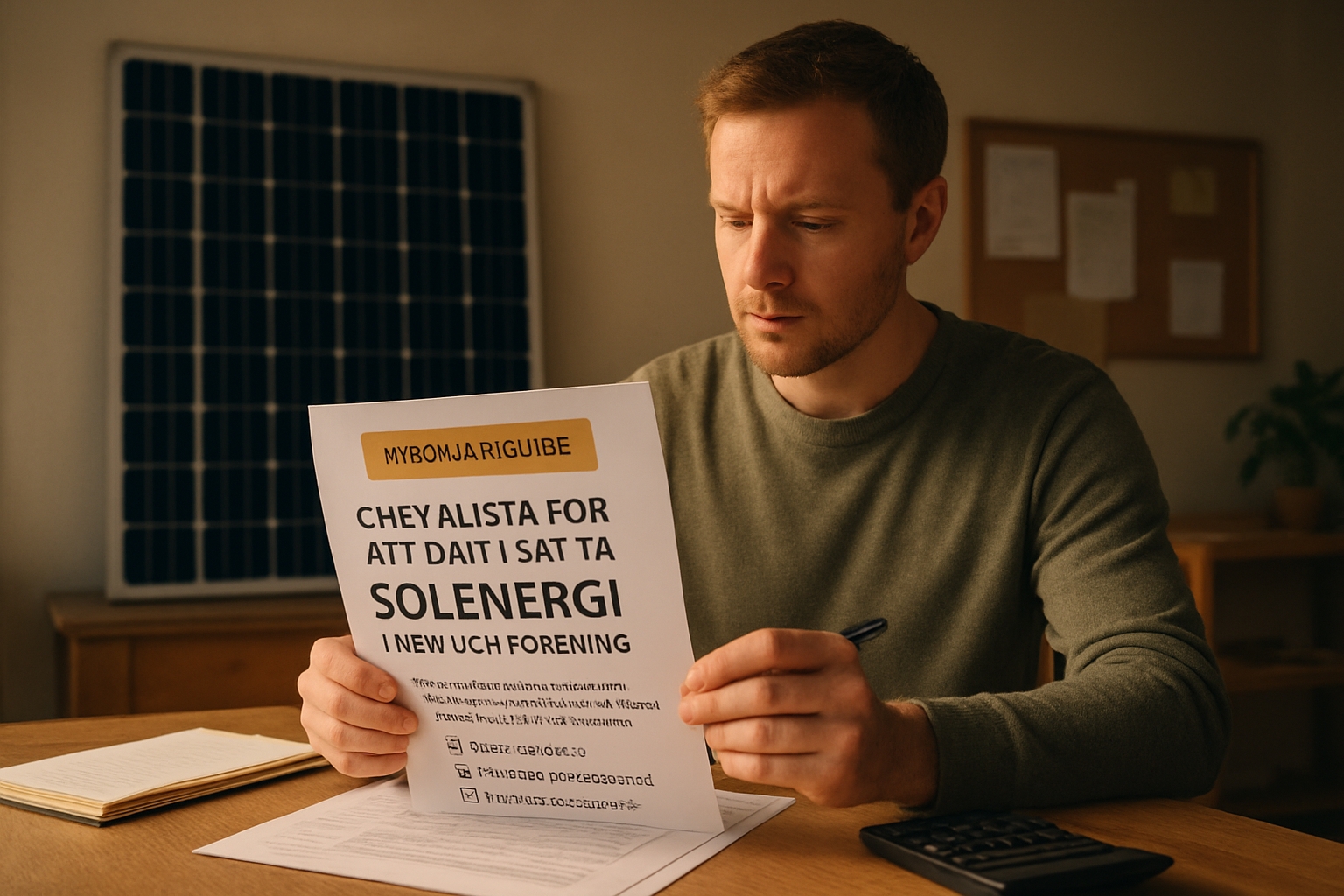 Checklista för att driftsätta solenergi i hem och förening